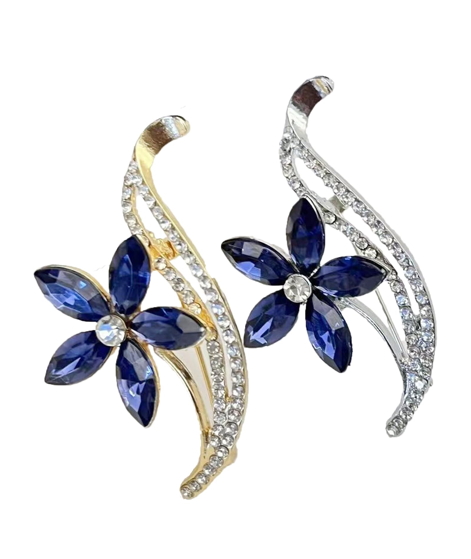 2 Pcs Brooch Pin for Women, Saree Pin for Pleats, Elegant Blue Crystal Flower Accessory for Formal Wear and Traditional Attire, Works wonderfully with blazers, formal dresses, and hijab scarves-image-17