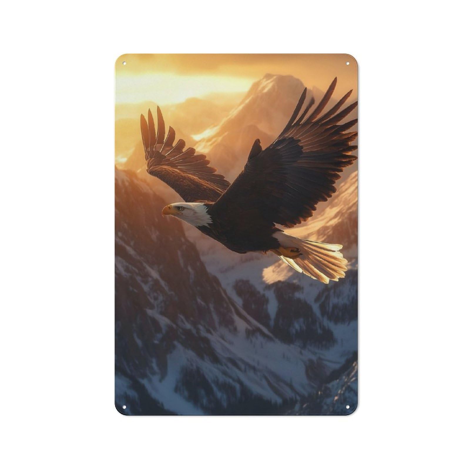 Junmoney Bald Eagle Sunset For Lounge Or Reading Corner, Rustic Tin Sign 30X20cm, For Home Interiors, Feature Walls And Decorative Displays