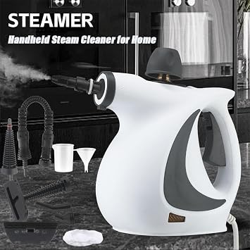 1050W Pressurized Handheld Steam Cleaner for Home, Portable Original Steamyclean Pro, Multi-surface Steamer for Upholstery, Car, Floor, Kitchen and More (White)