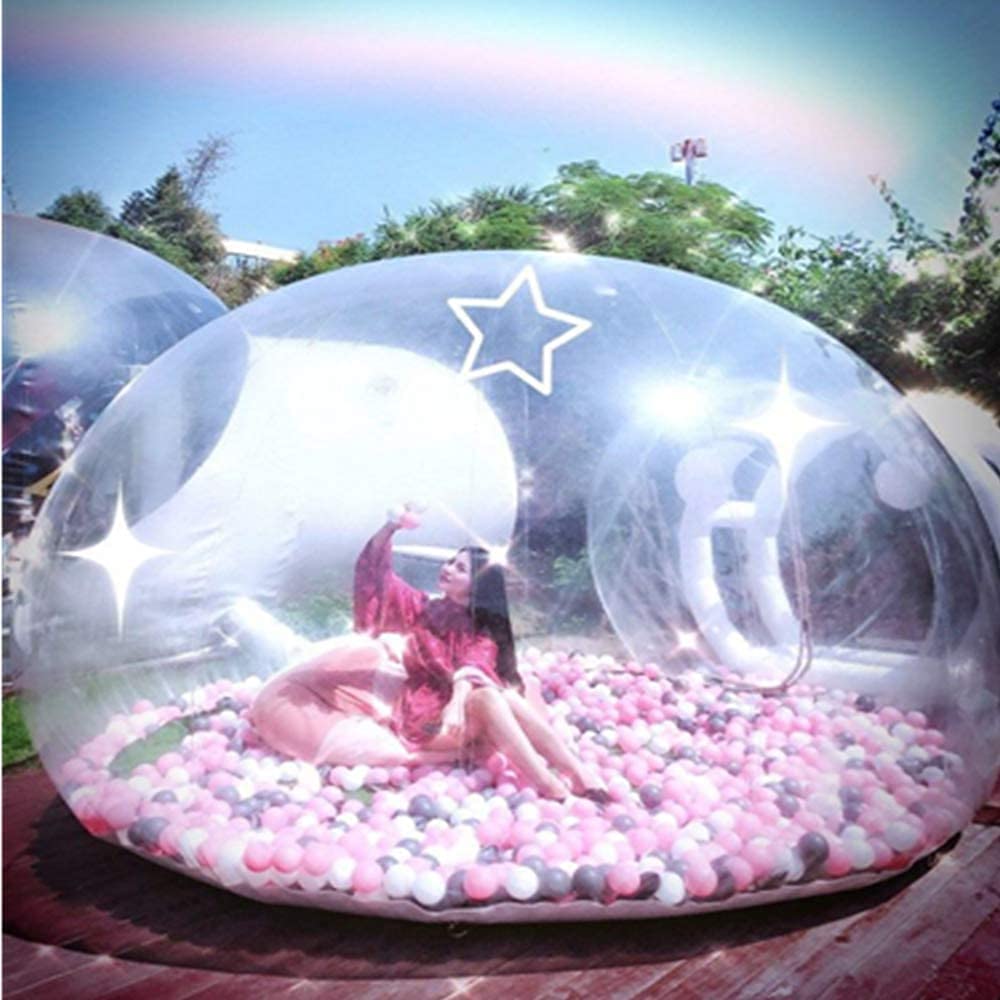 Inflatable Bubble Tent Camping Tent Transparent D-Ring Single Tunnel Bubble House Dome Camping House with Blower for Indoor/Outdoor Family Backyard Camping Festivals Stargazing