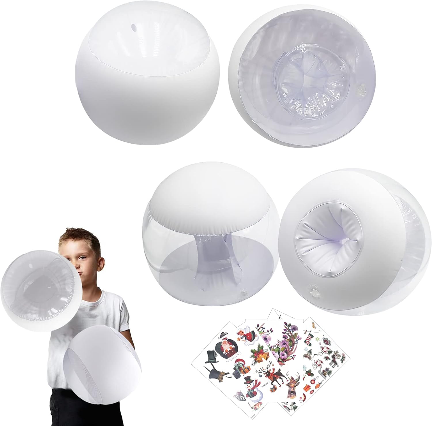2 Pairs Inflatable Boxing Gloves for Kids,Inflatable Sports Toys for Kids and Adults,Sports Fun Outdoor Games Room or Party Activity Toy with Animal Collection Stickers - Christmas Stickers : Toys & Games