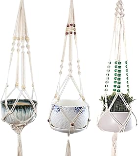 手作りマクラメ植物ハンガー ポットハンガー プランターハンガー ハンギング 麻縄 観葉植物 鉢 ハンガーネット 吊り鉢 ロープ おしゃれインテリア 雑貨 DIY (3本セット）