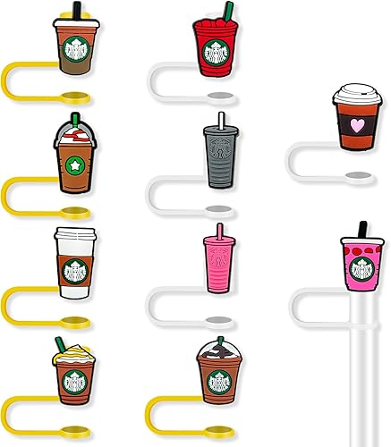 10 vasos de café para vaso de café, 0.315 in, protector reutilizable, puntas de popote para accesorios de taza (10 unidades, café de 0.315 pulgadas)