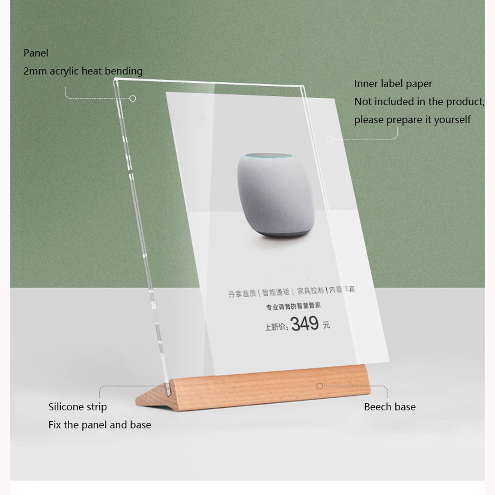 Titular de la muestra acrílico | Claro A4 A5 A6 Uso comercial: Acrílico Base en forma de T de doble cara Múltiples estilos(Triangle,A4:210x297mm)