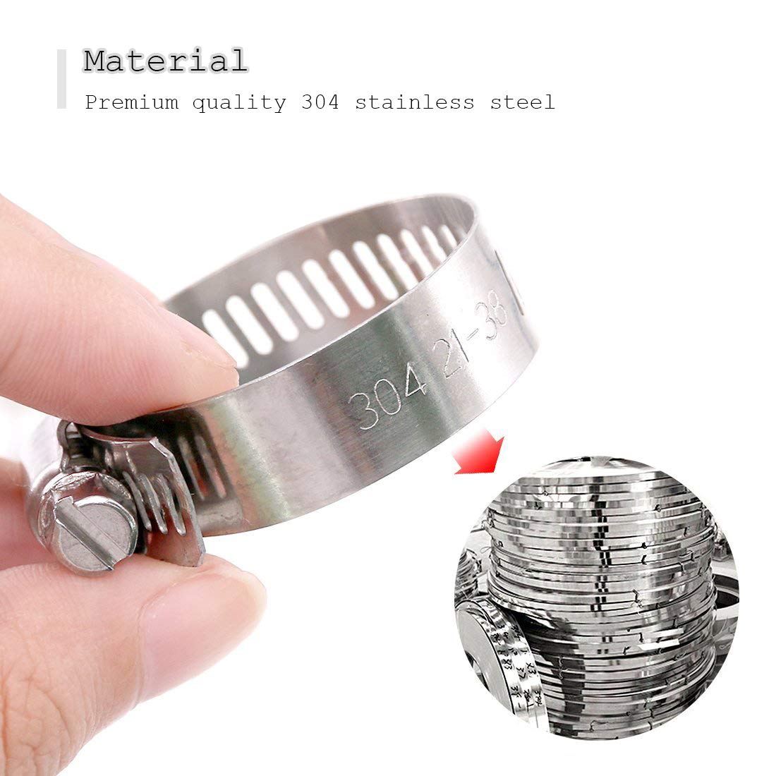 ZIPCCI Confezione Da 12 Fascette Stringitubo In Acciaio Inox 304, Diametro 21-38 Mm - 2
