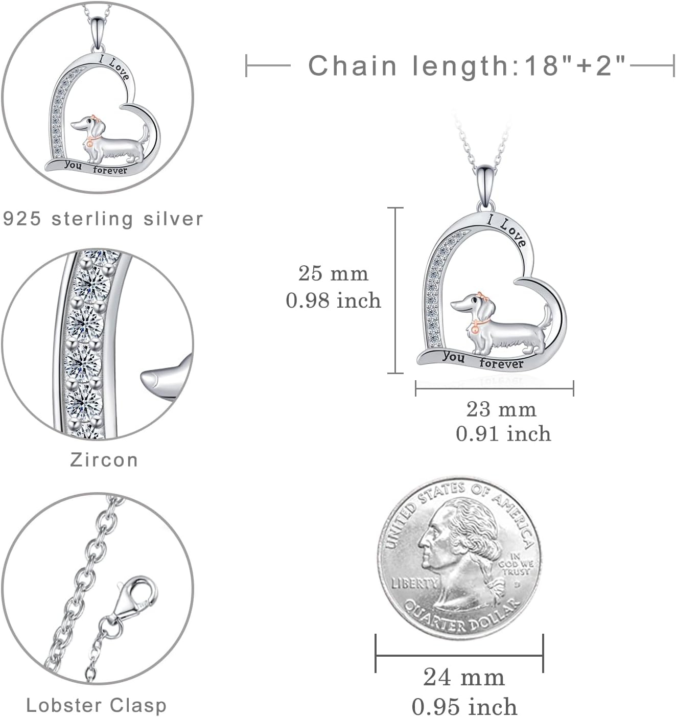 Dachshund Necklace 925 Sterling Silver Dog Pendant Necklace Cute Animal Dog Jewelry Gifts for Women - Image 4
