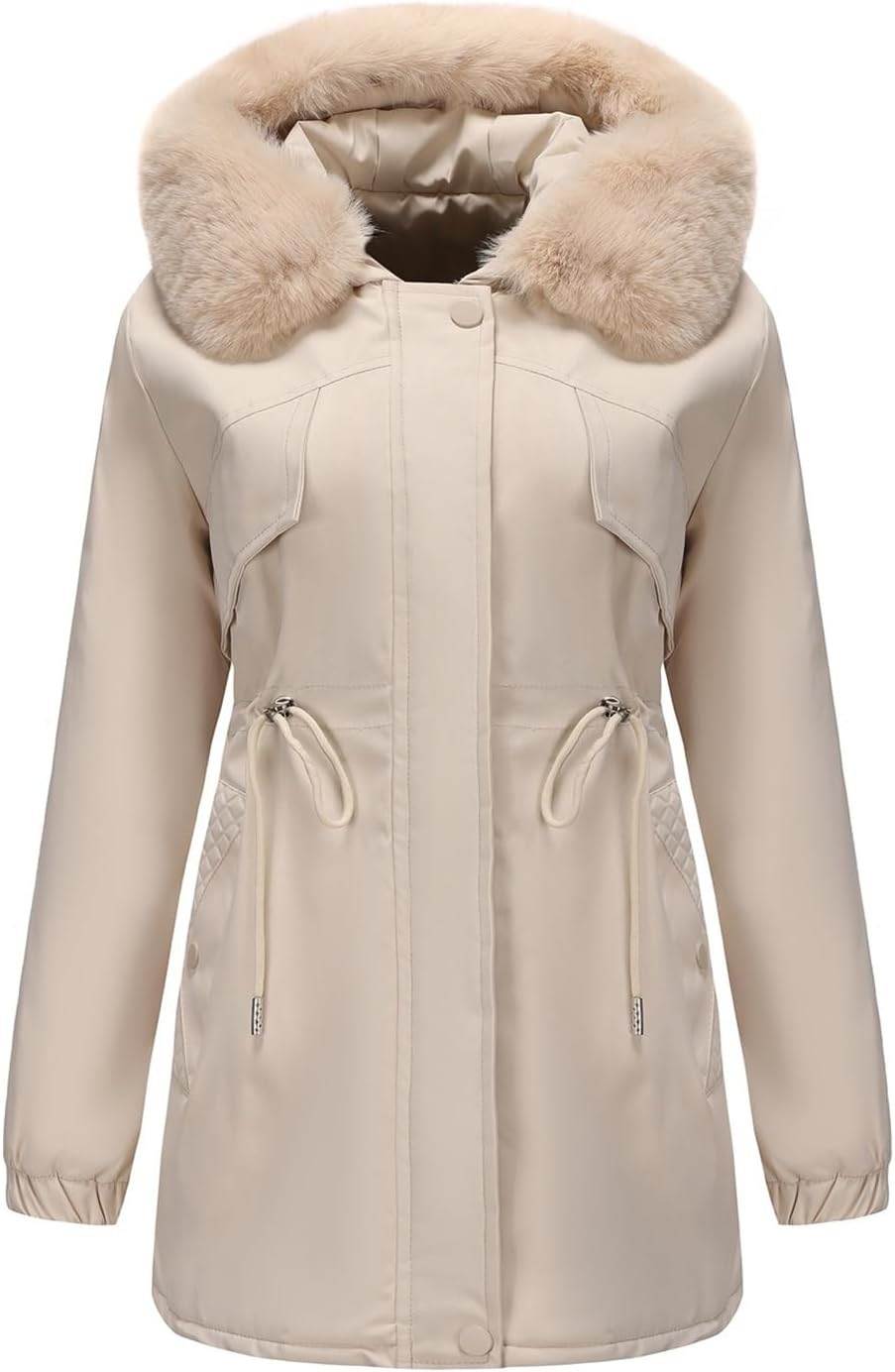 Women's Hooded Jacket Winter Mid-Length Reversible Parka Slim Fit Casual Puffer Coat