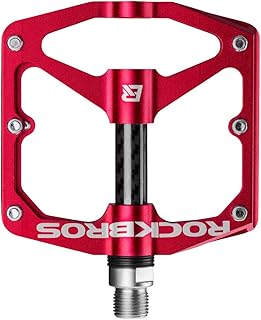 Rock Rock BROS Mountain Bike Pedals Flat Bicycle Pedals 9/16 Lightweight Road Bike Pedals Carbon Fiber Sealed Bearing Flat Pedals for MTB