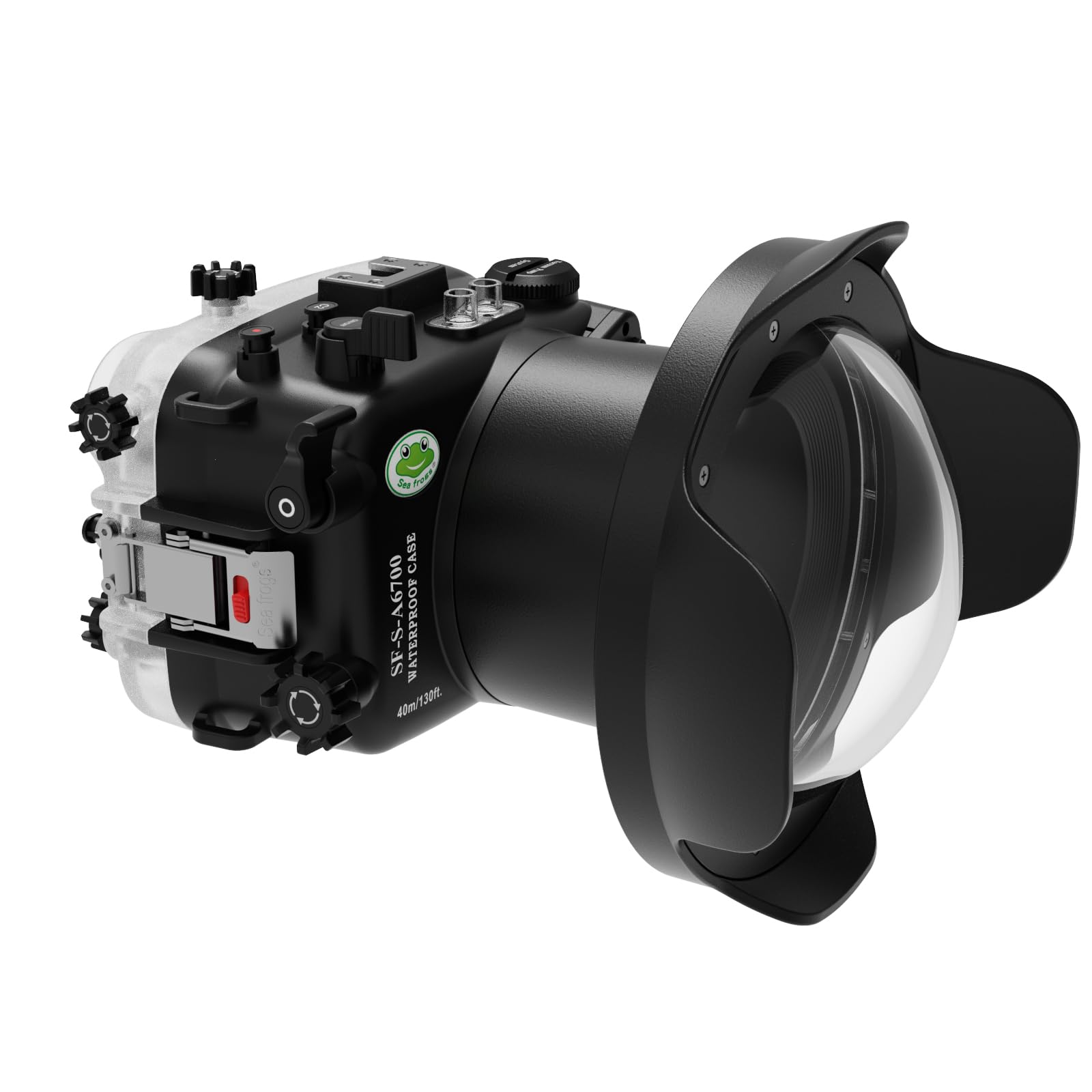 Sea frogs Unterwasserkameratasche Kompatibel mit Sony A6700 IPX8 40m/130ft Maximale Tauchtiefe Wasserdichtes Kameragehäuse zum Tauchen, Surfen, Rudern, Skifahren (YD-A6700 10-18MM), Schwarz
