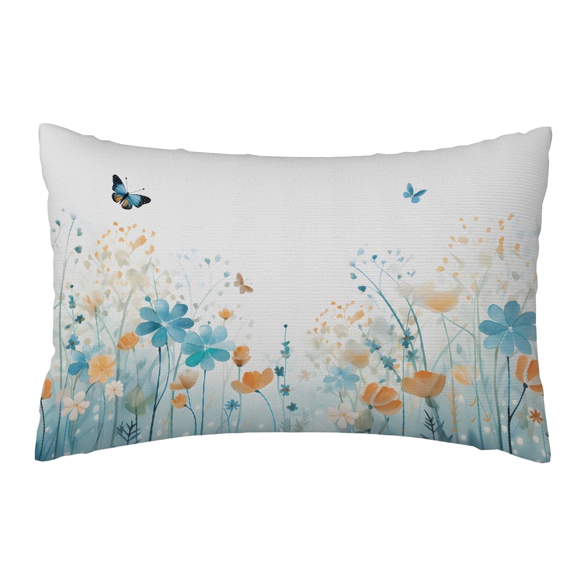Pillow Cases 1 Piece - Standard Size 50x75 cm - 100% polyester Pillowcases with Hidden Zip - Wrinkle, Fade, Stain Resistant Pillow Cover - Watercolor Flower Butterfly