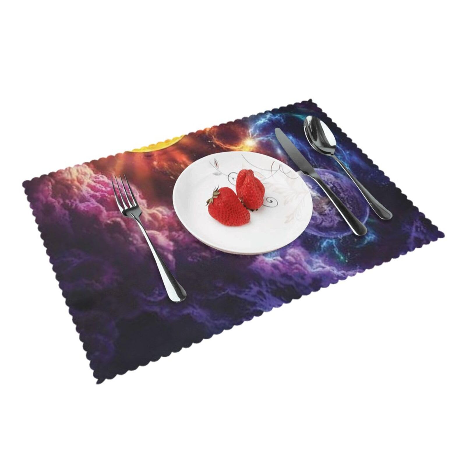 Bnvsadc Planet Pattern 4 Pcs Heat Resistant Placemat 45X30 Cm, Printed Non-Slip Place Mats For Kitchen Dining Table Indoor Outdoor