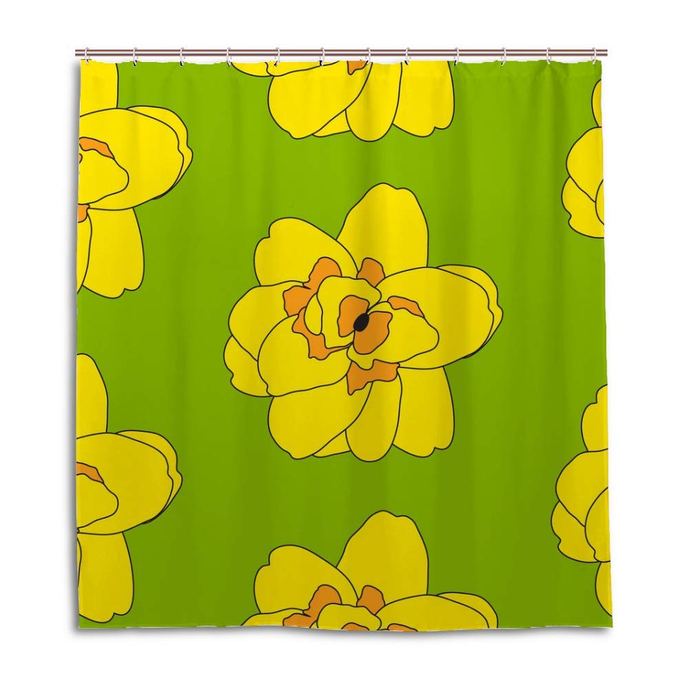 Rideau de douche floral abstrait jaune pour illuminer votre salle de bain CHEHONG