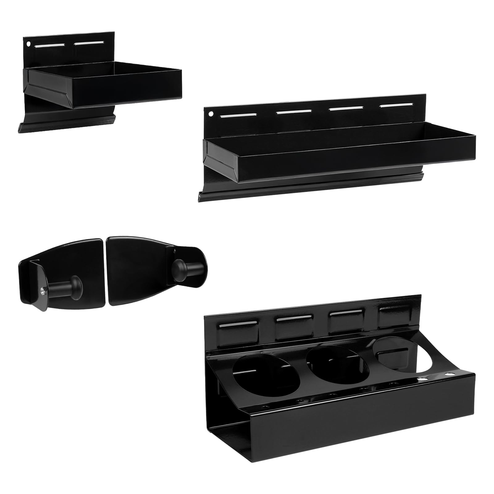 DBREAKS 4 Set di Portaoggetti Magnetico, Mensole Magnetiche, Cassetta Degli Attrezzi, Vassoio, Porta Asciugamani di Carta, Garage, Scaffale Furgone da Lavoro, Nero