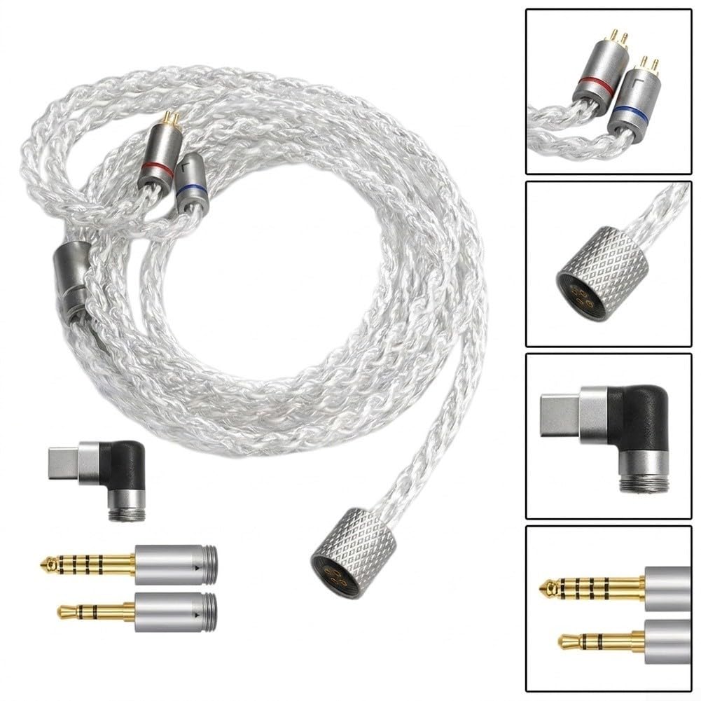 Audiokabel 3-in-1 Silber 1,2m Type-C zu 4,4mm und 3,5mm Klinke Kabel Kristallkupfer für (2-in-1)