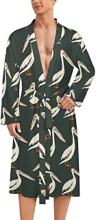 Pelicans Mens Robe Nightgown Lightweight Knee Long Bath Robe Spa Bathrobe Loungewear