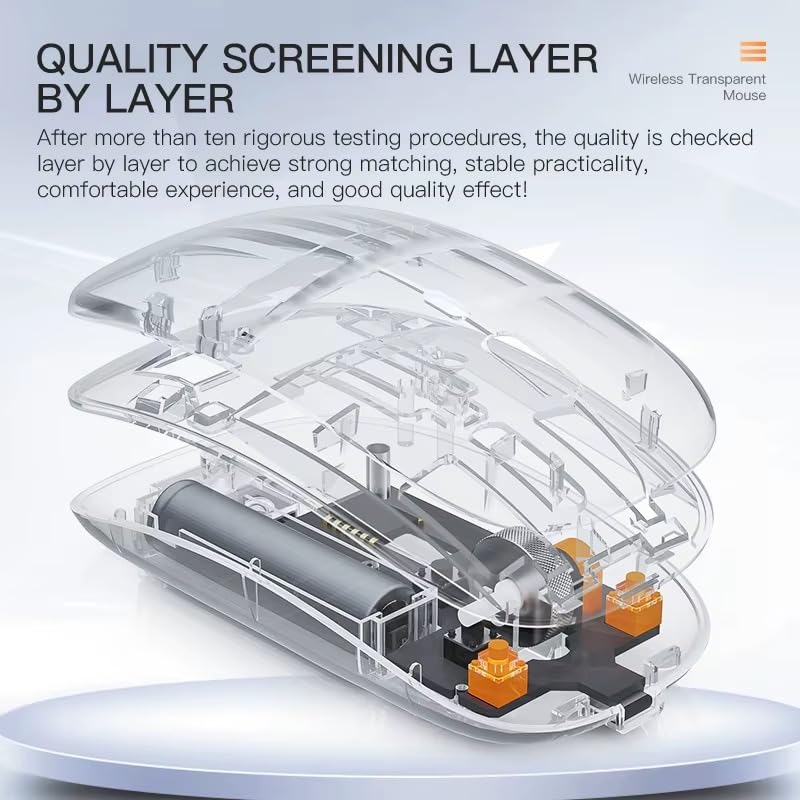 Image of Wayona Clearclick Transparent Slim Wireless Mouse - Magnetic Cover, 3-Mode (Dual Bluetooth + USB), Rechargeable, One-Click Desktop, for MacBook /pc /iPad /Laptop
