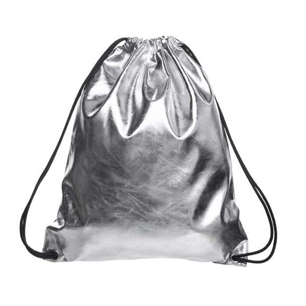 JameStyle26Gym Bag Hipster Backpack Metallic Style Bag Drawstring Sports Bag Gym Bag Beach Bag Gold Bling