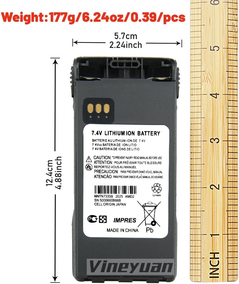 2X NNTN7335B IMPRES Rechargeable Battery for XTS1500 XTS2500 PR1500 MT1500 Two Way Radios Li-ion Battery with Belt Clip(2800mAh)