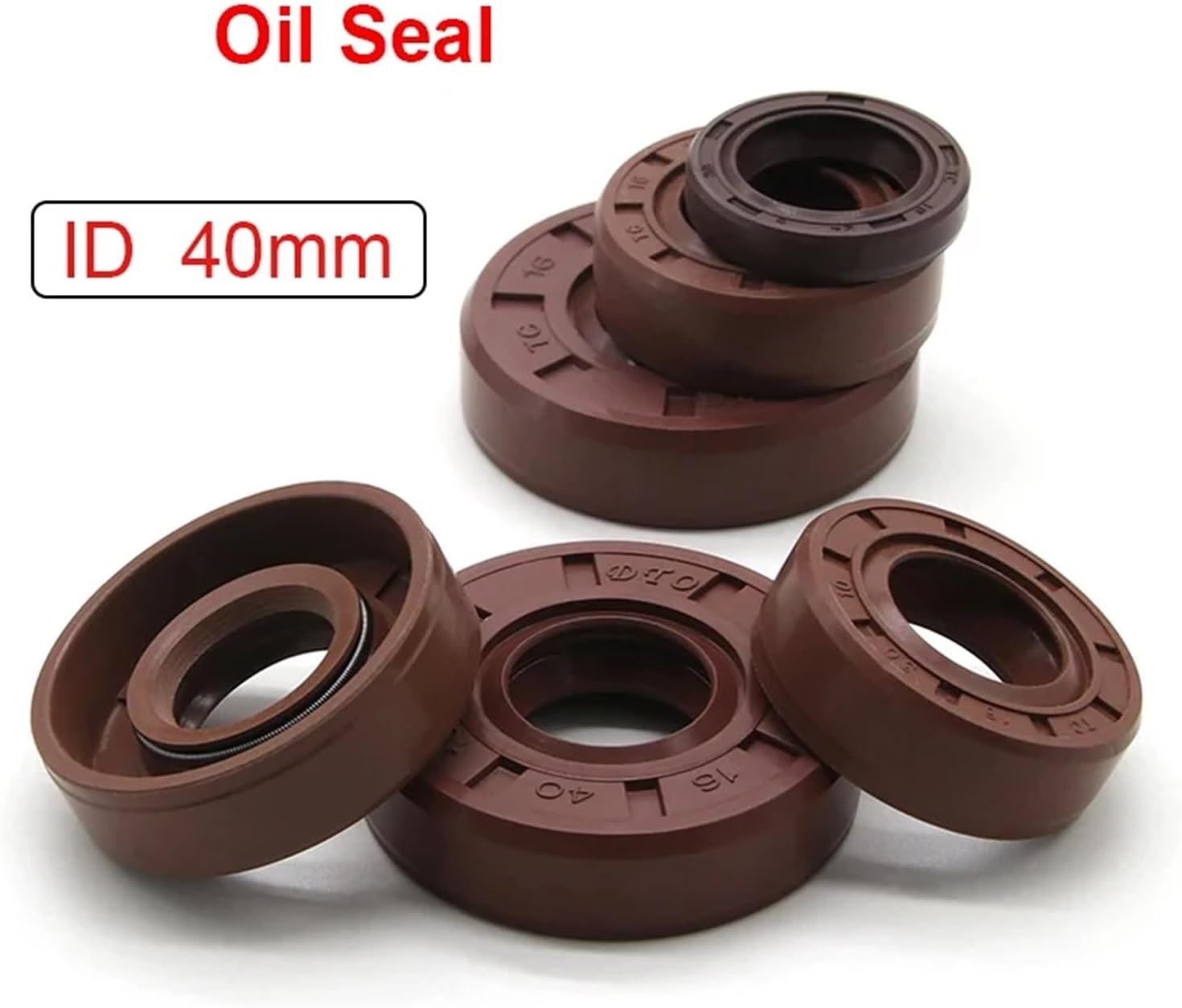 2Pcs ID 40mm Oil Seal TC-40 * 52/54/55/56/58/60 * 5/6/7/8/10/11/12mm Fluoro Rubber Ring Double Lip With Spring For Bearing Shaft(40x52x8mm)
