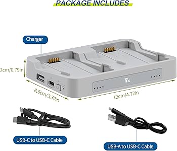 Batería Dji Flip Cargador Bidireccional 65W Para DJI Flip Drone - Hub De Carga Dual, Modo Almacenamiento, Banco De Energía, Con 2 Cables Incluidos Cargador Completo 2 Baterías