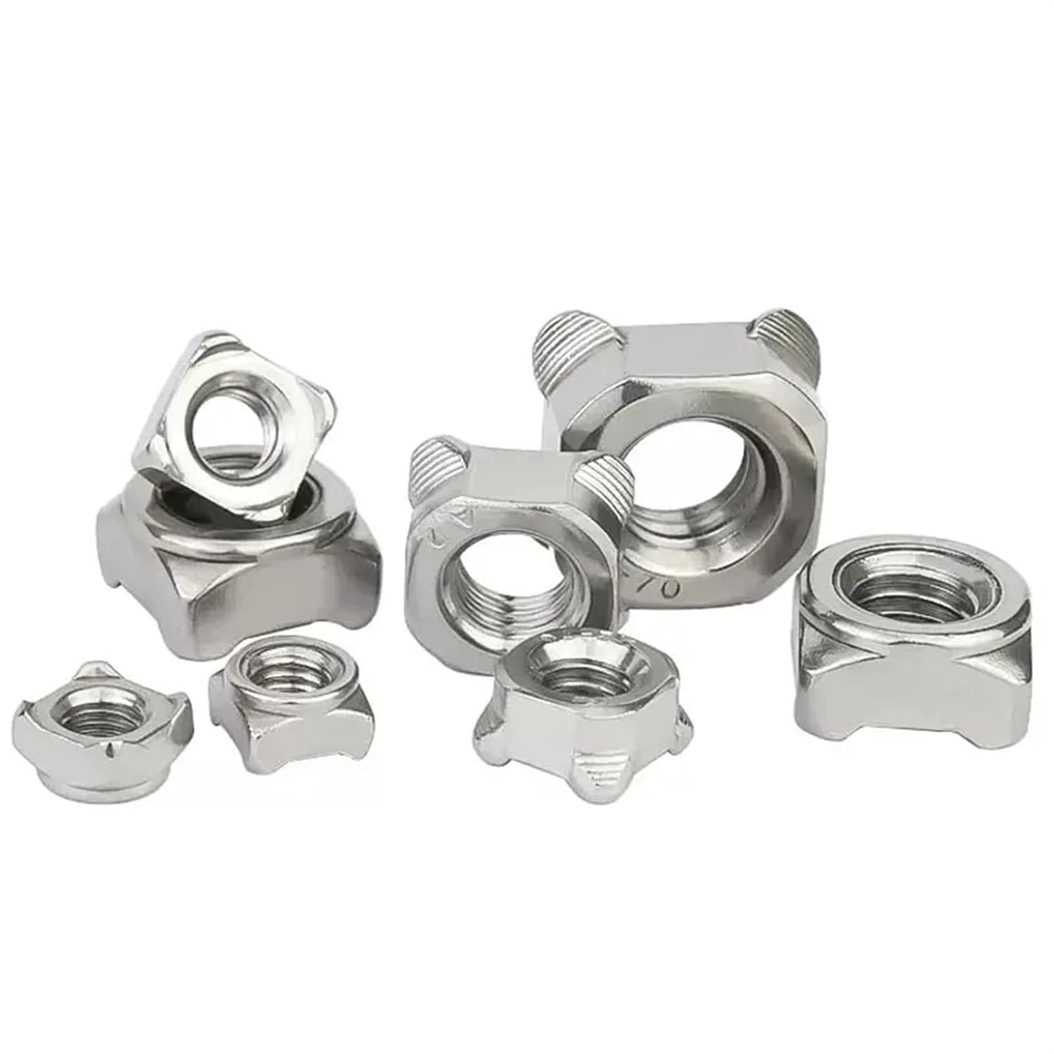 Square Weld Nuts 5Pcs Square Weld Nuts M3 M4 M5 M6 M8 M10 304 Stainless Steel Four Corner Spot Welding Nut TypeA/B (M8)