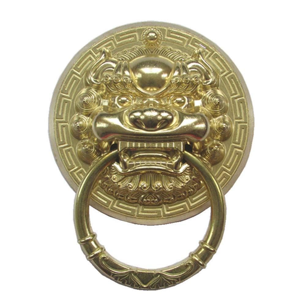 Cast Iron Knocker Wall Sculpture 2 Pcs Solid-Brass Door Knocker Farmhouse Style Antique Hardware Heavy Duty Metal Wall Mount Copper Door Knocker with Handle,20cm for Home Decor