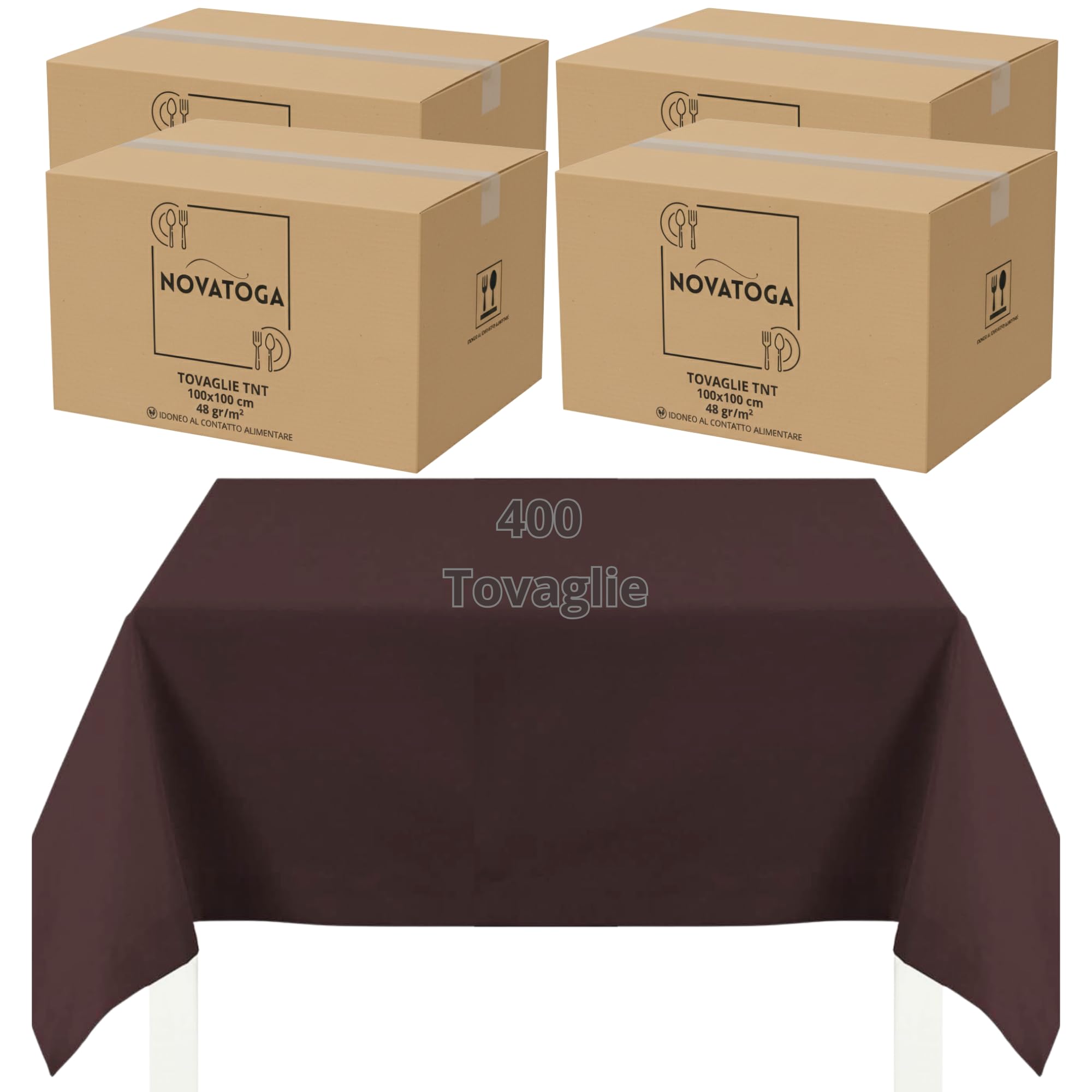 Generico 400 manteles marrones desechables TNT 100 x 100 cm resistentes tipo tela alta gramaje 48 gr cubremesas fiesta restaurante pizzería agroturismo cubremesas cubremanchas desechables impermeables