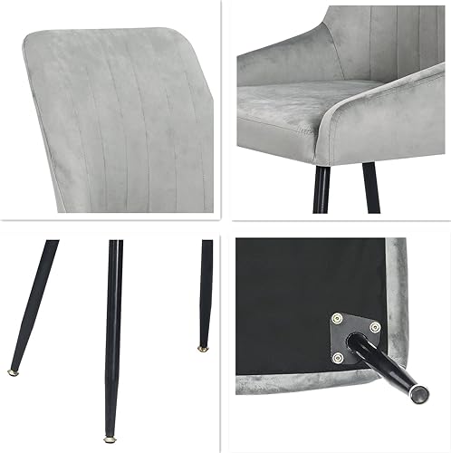 Miniatura 6 de Joveco Juego de 2 sillas de comedor decorativas, moderna y elegante silla de ocio de terciopelo con patas de metal negro, asiento de silla de