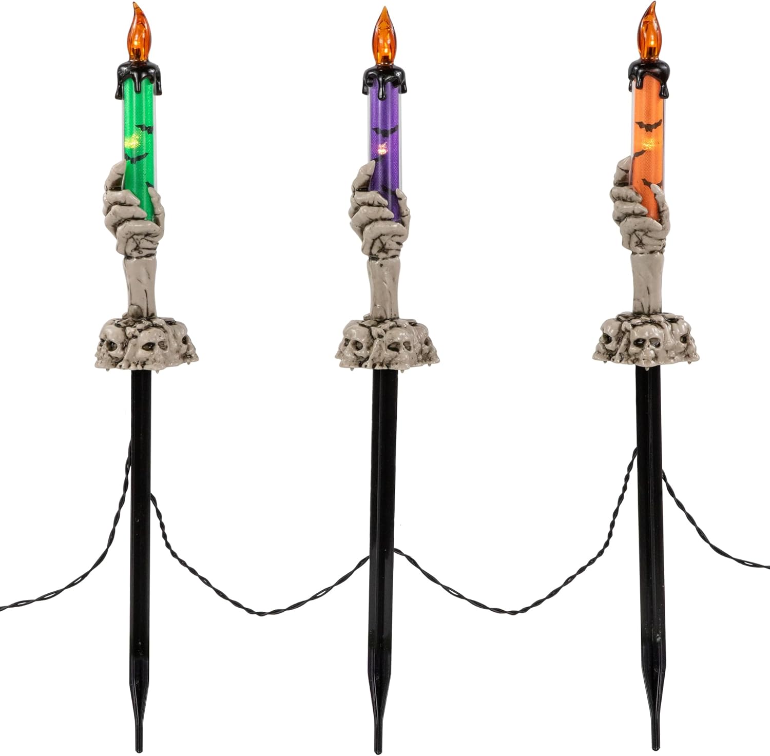 LED Lighted Skeleton Candle Halloween Decorations – 8.75' - Set of 6