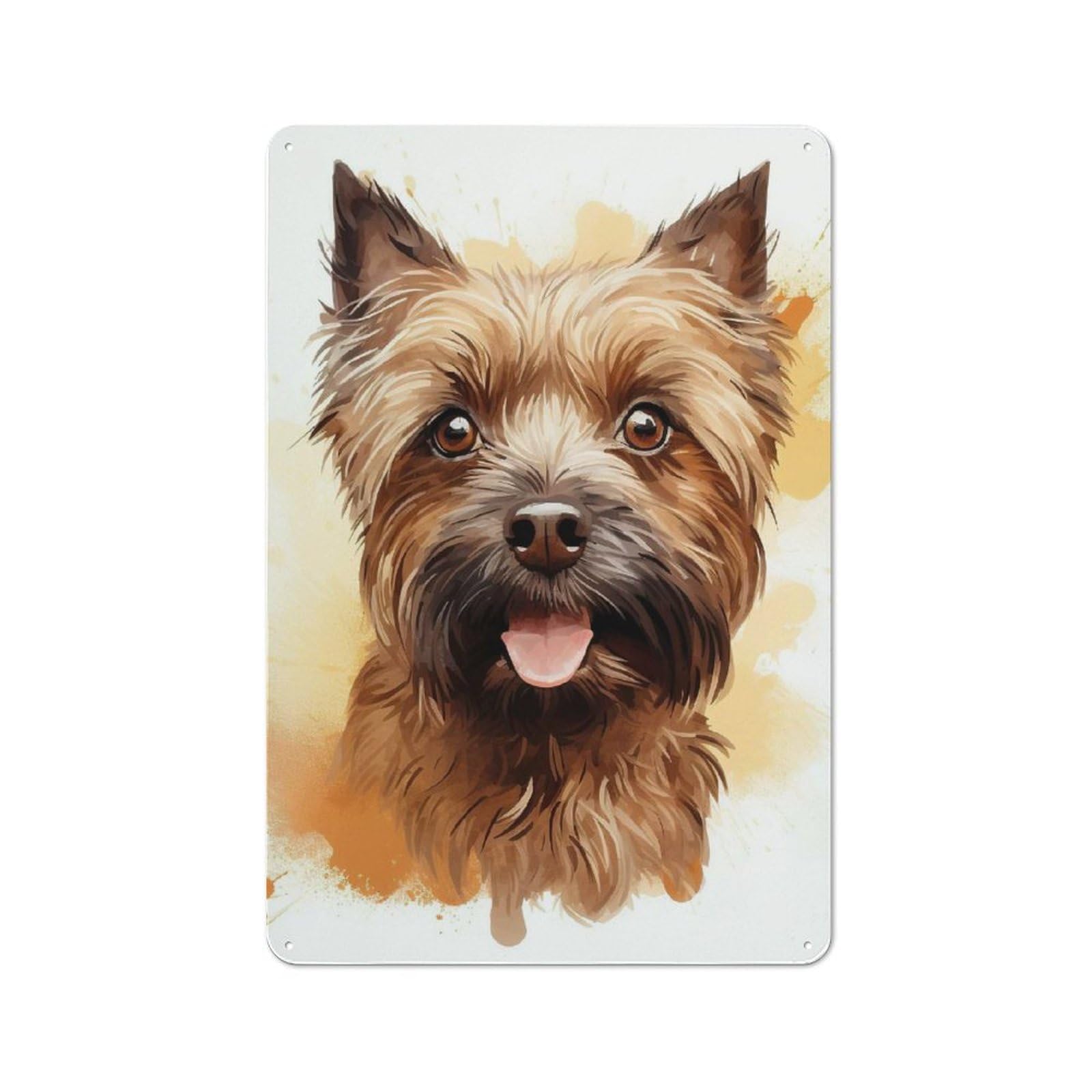 Junmoney Cairn Terrier Watercolor Portrait Vintage Tin Sign 30X20cm Featuring For Bar Or Restaurant, A Decorative Christmas Gift For Bar Decor Enthusiasts