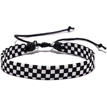 Colorful Checkerboard Braided Adjustable Lightweight Bangle Bracelet Handmade Geometric Plaid Pattern Rope Bracelet Couple Friendship Birthday Jewelry for Women Men