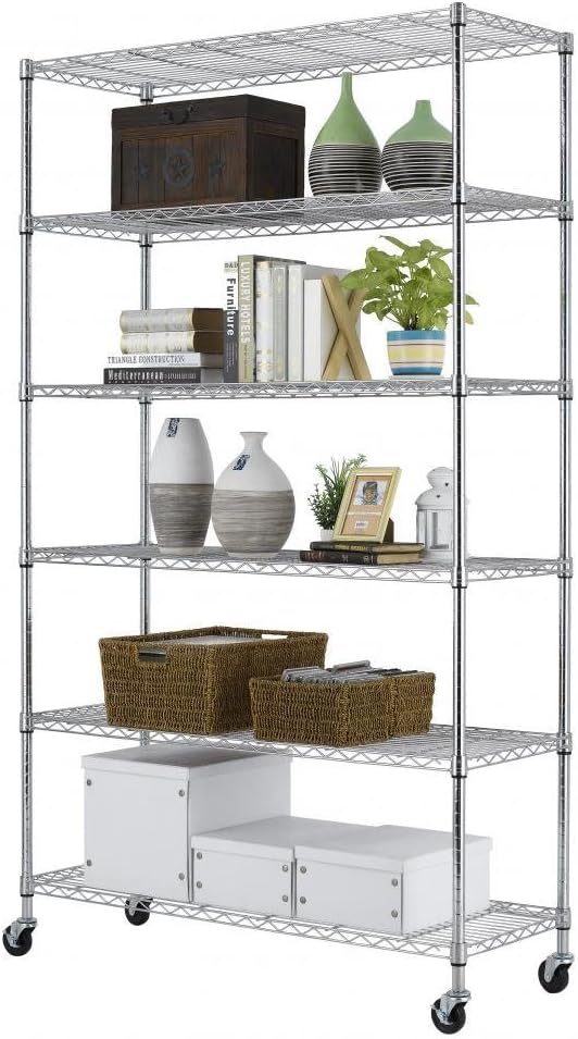82"x48"x18" Commercial 6 Tier Layer Adjustable Wire Metal Shelf Rack (Chrome)