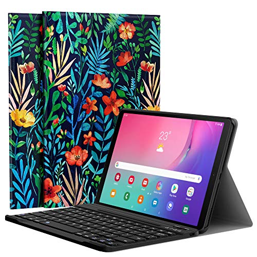 MoKo Keyboard Case for Samsung Galaxy Tab A 10.1 2019, Premium PU Leather Stand Cover with Removable Wireless Keyboard for Galaxy Tab A 10.1 Inch SM-T510/SM-T515 2019 Release Tablet - Jungle Night