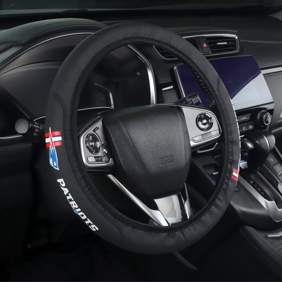 for Patriots Car Steering Wheel Cover, 14-15 Inch Leather Grip | Non-Slip & Sweat-Resistant Design, Fit for Most Cars, SUVs, Trucks (SWC-Bag)