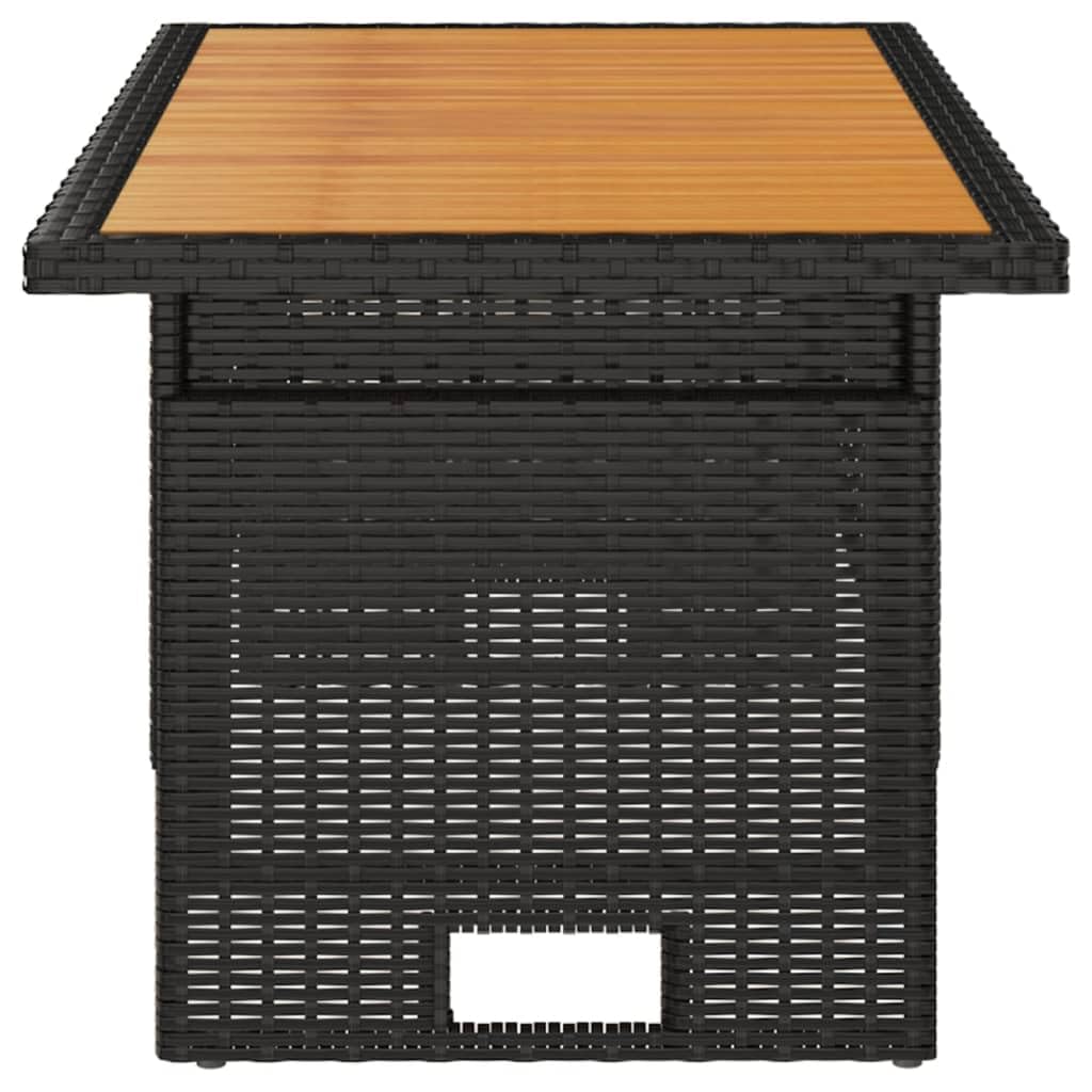Tomostar Table Basse de Jardin, Table d'appoint Salon Terrasse Extèrieur Noir 100x50x43/63 cm Acacia et résine tressée