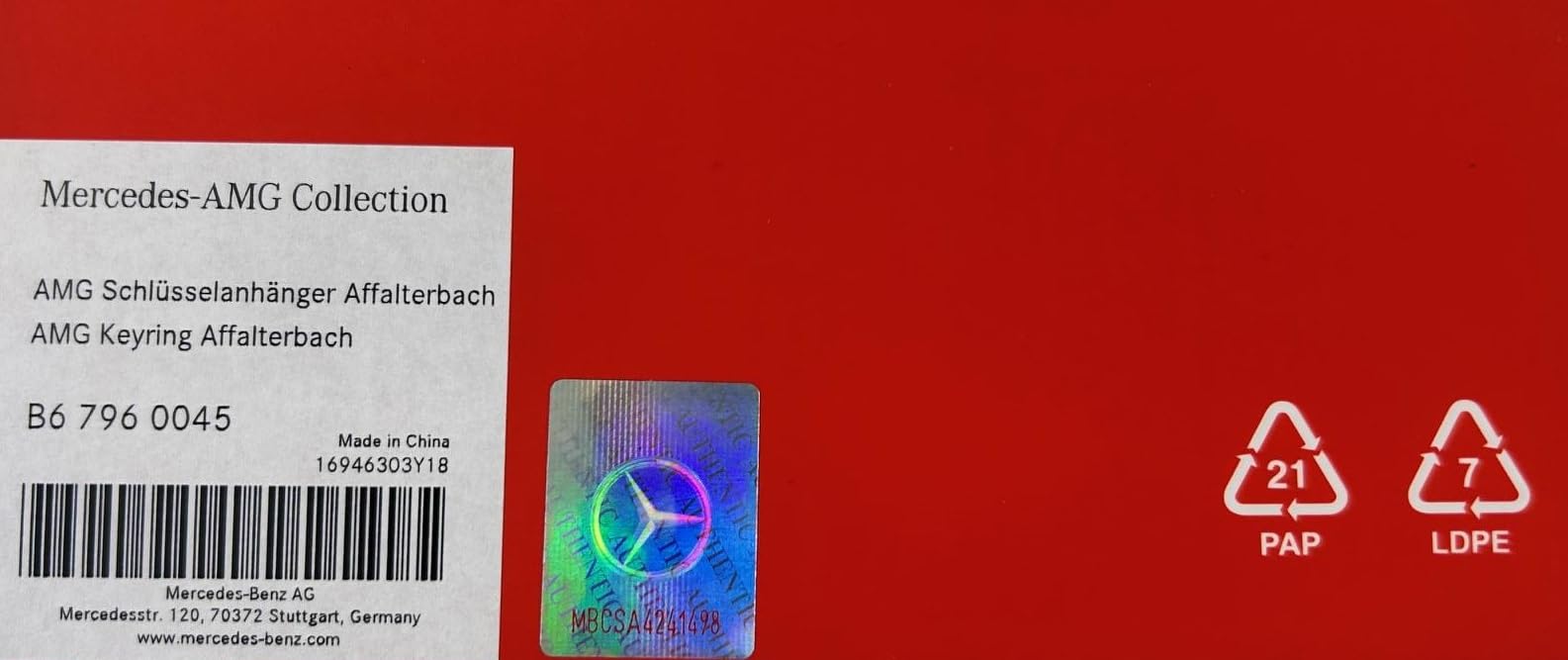 Mercedes-Benz AMG Schlüsselanhänger Affalterbach schwarz silber Edelstahl Leder