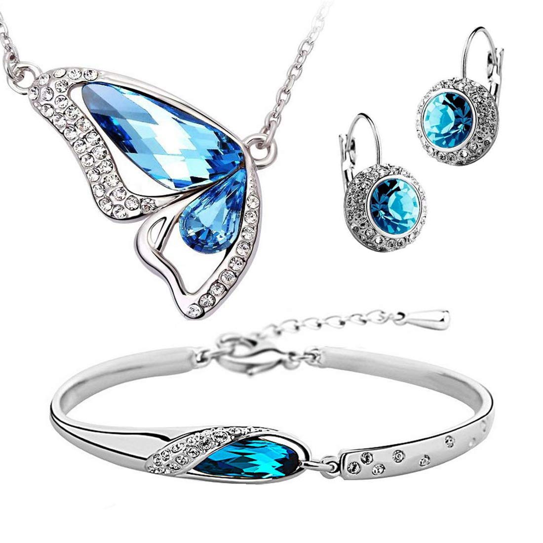 Peora Butterfly Blue Crystal Combo Jewellery of Pendant Set with Earrings for Women & Girls (B07PFKNH1S) Amazon Price History, Amazon Price Tracker