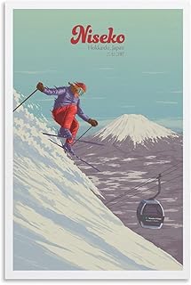 XAHOR Niseko Japan Ski Resort Poster, Hokkaido Japan Travel Print, Art Wall Decoration Poster Family Bar Restaurant Garage Cafe Art Sign Gift 12x18inch(30x45cm)