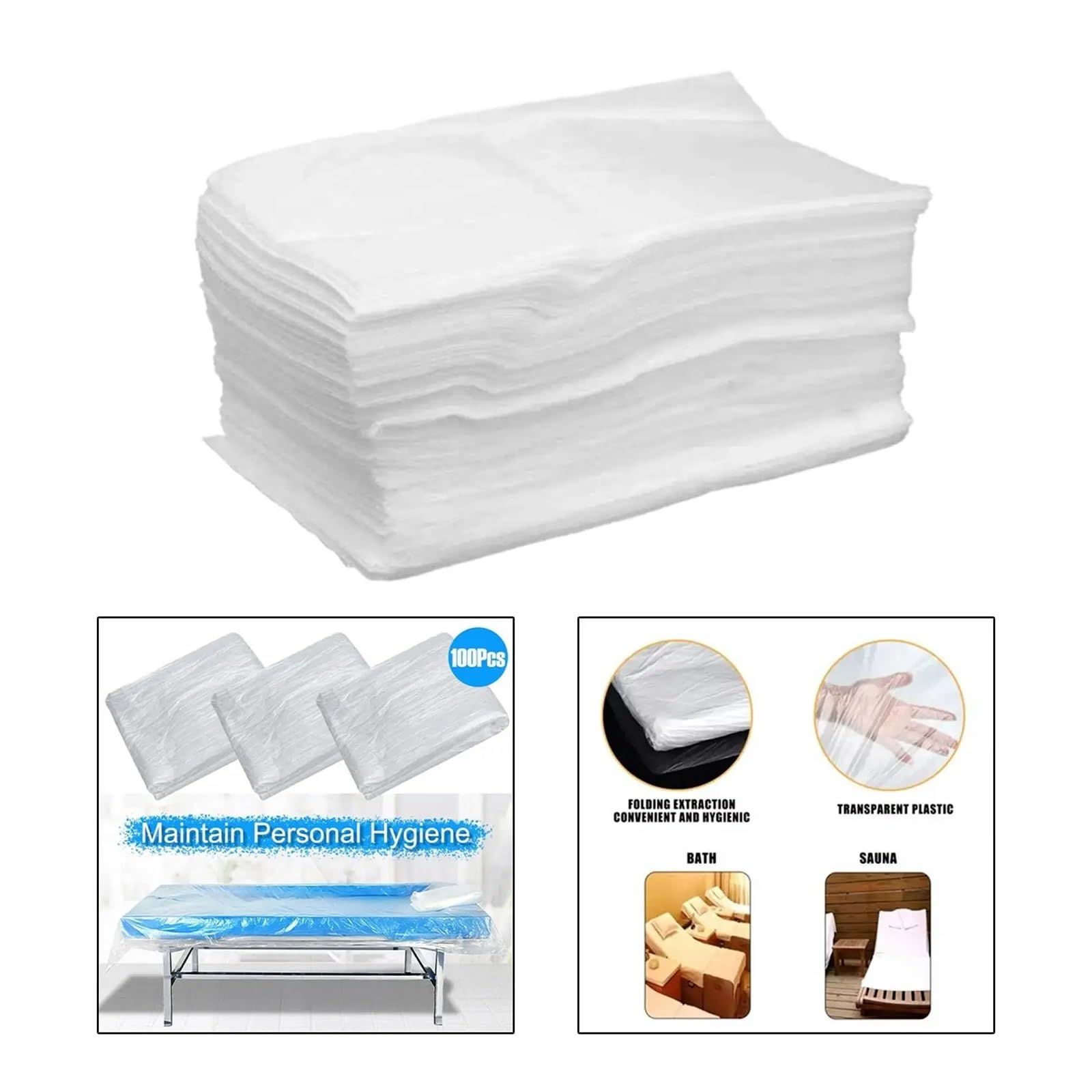 Sabanas Camilla Masaje 100x sábanas Desechables for Mesa de Masaje, Fundas de Cama Transparentes for SPA