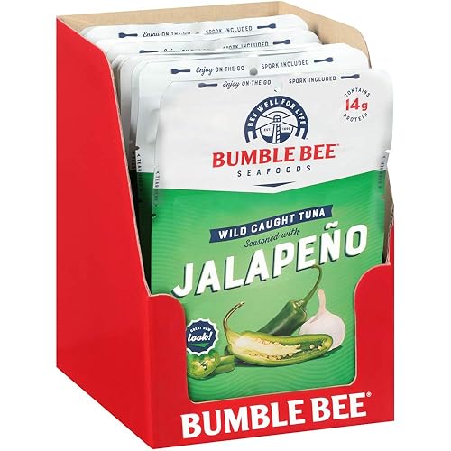 Miniatura 74 de Bumble Bee Atún sazonado con limón y pimienta, bolsas de 2.5 onzas (paquete de 12), listo para comer, bolsa de atún capturado en la naturaleza, 0.60