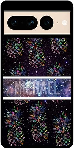 Pineapple Galaxy Space Personalized Black Rubber Phone Case Compatible With Google Pixel 10, 10 Pro, 10 Pro XL, 9a, 9 Pro, Pixel 9, Pixel 9 Pro XL,