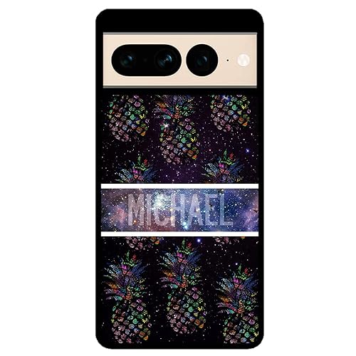 Pineapple Galaxy Space Personalized Google Pixel Black Rubber Phone Case Compatible With Google Pixel 7 Pixel 7 Pro Pixel 6a Pixel 6 Pro 6 5 4a 5G
