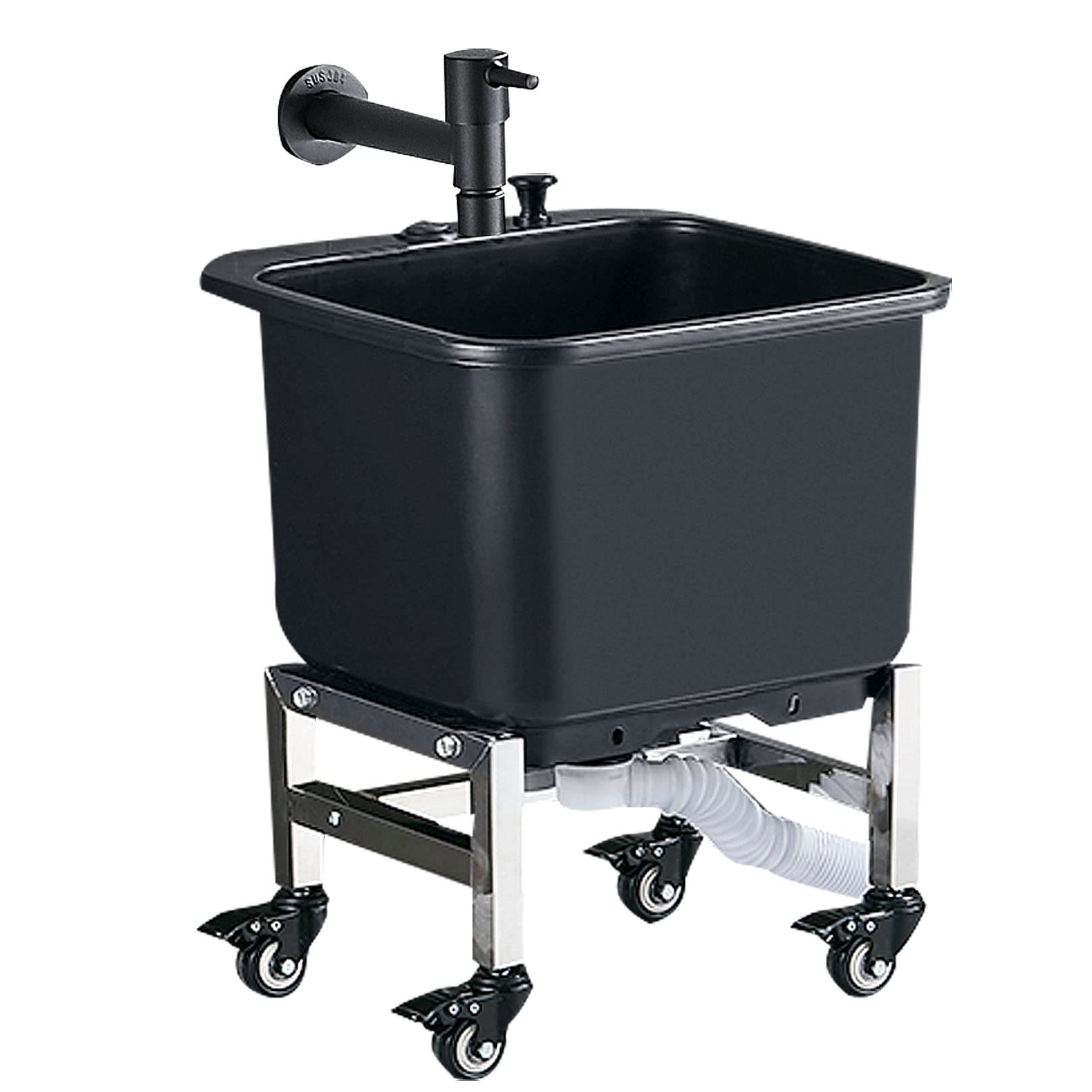 AYCDL Mop Pool Slop Sinks,Mobile Floor Mop Sink with Rollers, Balcony Bathroom Mop Service Basin Slop Sinks, Multipurpose Sink for Garage or Shop,#2-60cm(2 6in)