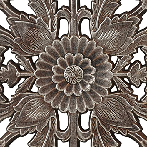 Image of Madison Park Carved Wood Wall Art 2 Piece, Floral Wooden Carving Wall Decor, Bronze Wall Art Living Room Bedroom, Copper Embellished Boho, Ready to Hang, 15.75 inchW x 31.5 inchL, Bronze