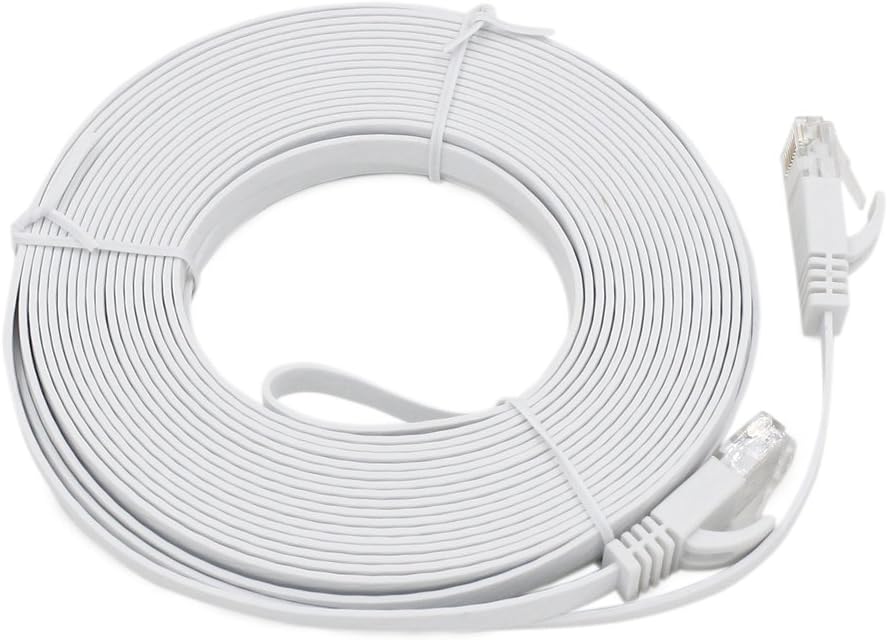 Ultra-Thin 30M 98ft CAT6 RJ45 Ethernet Network LAN Internet Cable Flat UTP White