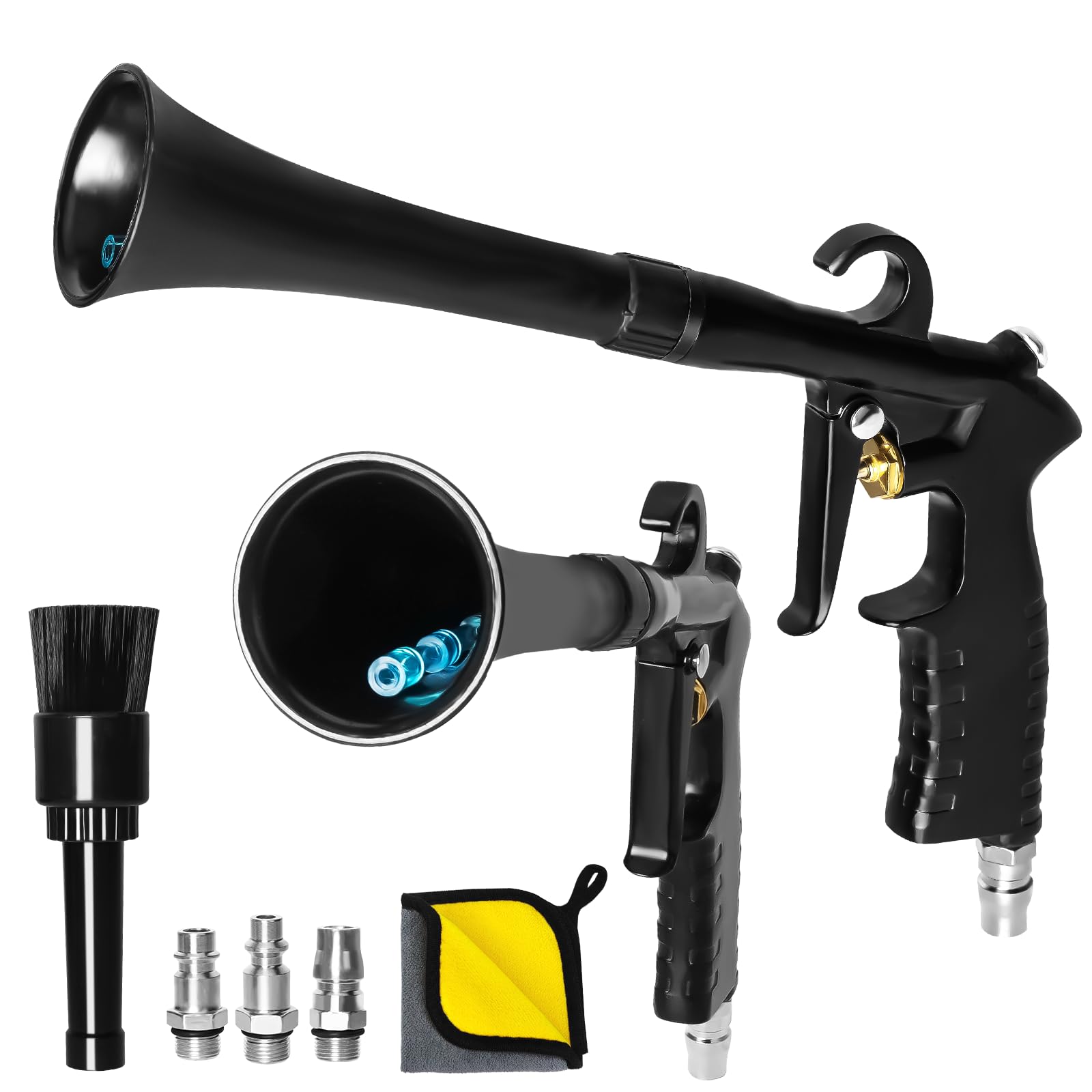 Pistola de Aire para Compresor, Pistola de Limpieza por Aire Comprimido, Sopladora de Comprimido con 2 Boquillas, para Interiores de Coche y Alfombras