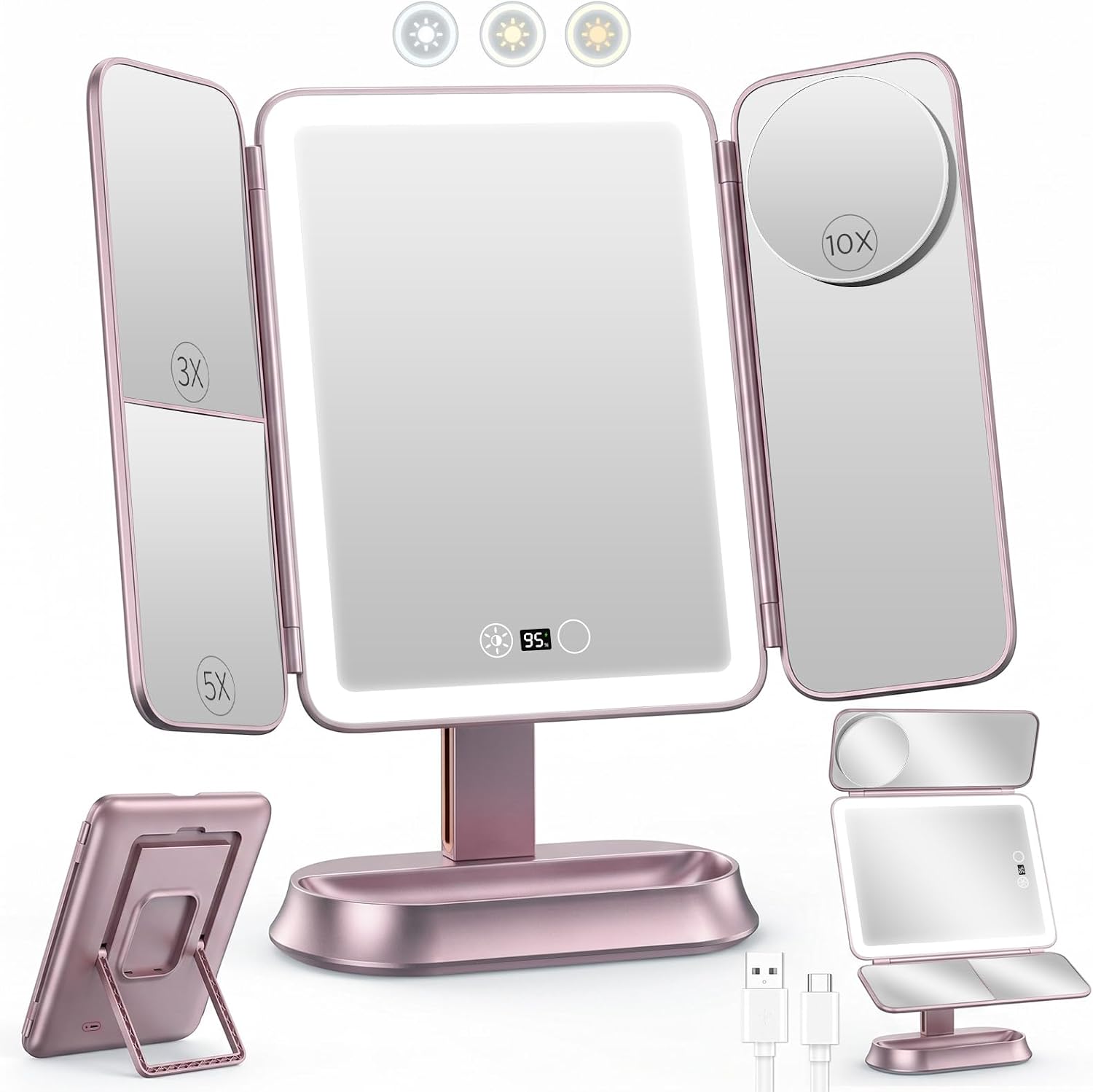 Lighted Makeup Mirror, Vanity Mirror with Lights, 10X/5X/3X Magnification