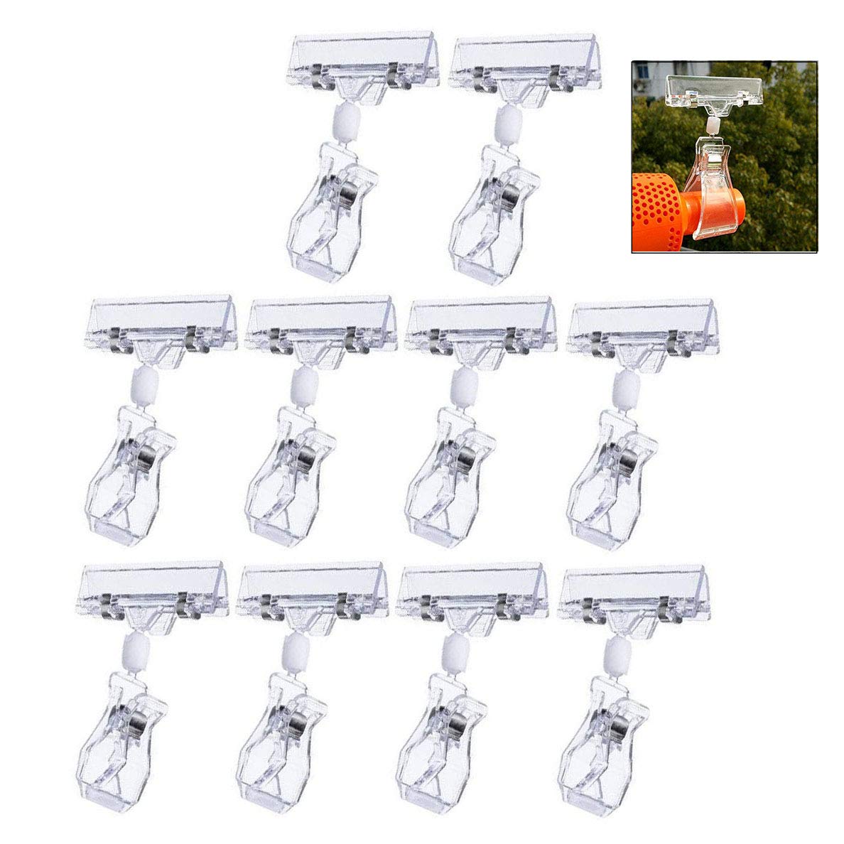 iwobi 10 Pièces Porte Etiquette Prix, Support étiquette Plastique Signe Clips de Marchandise Supporter
