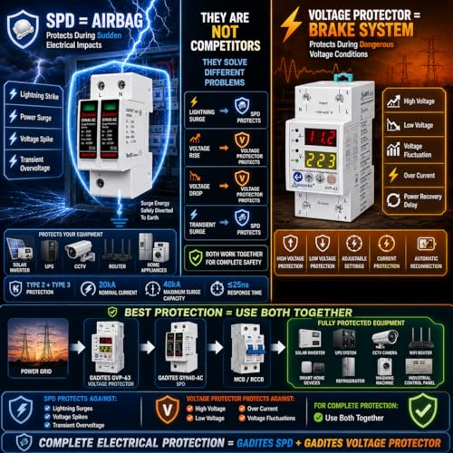 Image of Surge Protector 2 Pole T2+T3, Fine-Level Type 3 Surge Protection, Safeguards Sensitive Electronics, Residual Lightning & Power Surge Safety Device (AC /T1+T2 4POLE WIHT Mount)