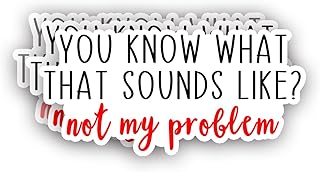 (3Pcs) You Know What That Sounds Like? Not My Problem Sticker Funny Sarcastic Sayings Humorous Quote Vinyl Decal for Tumbler Laptop Kindle Water Bottles Phone Books -Size 3x1.5 Inch